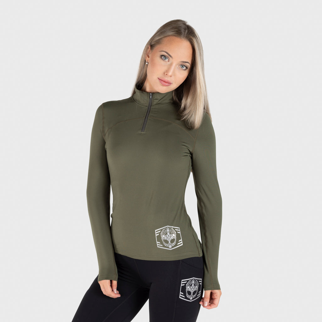 Damen Half Zip, Grün