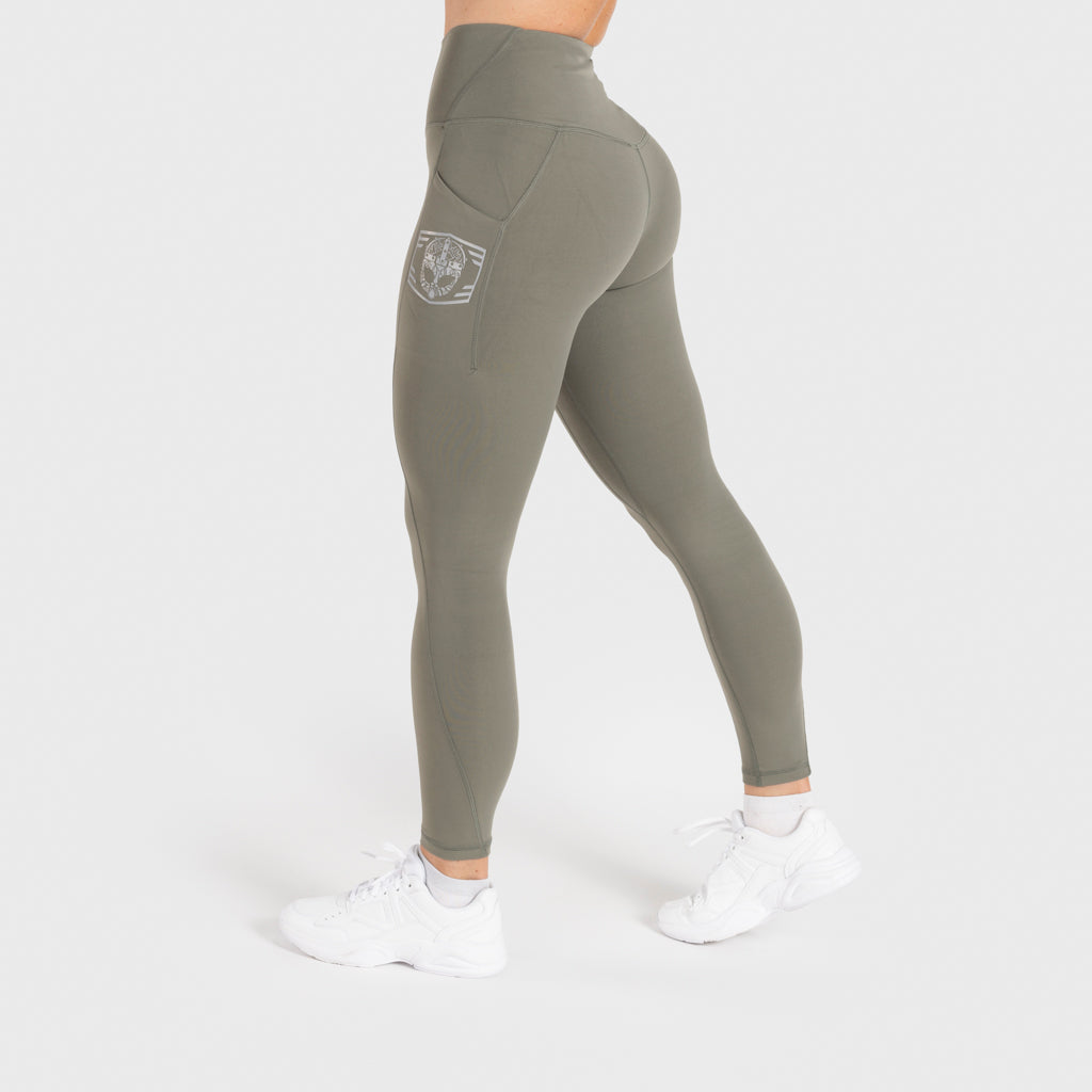 High Waisted Clan Helmet Leggings, Tea Green