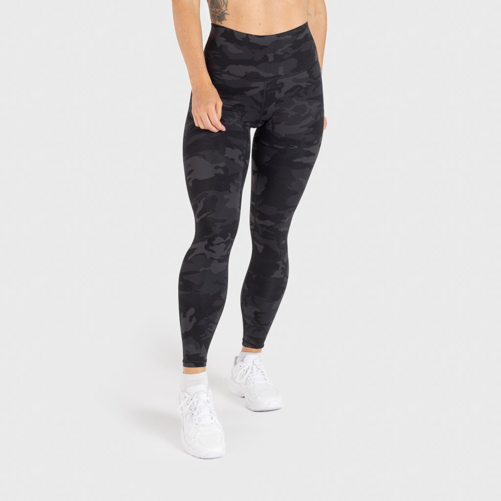 High Waisted Camo Leggings, Black