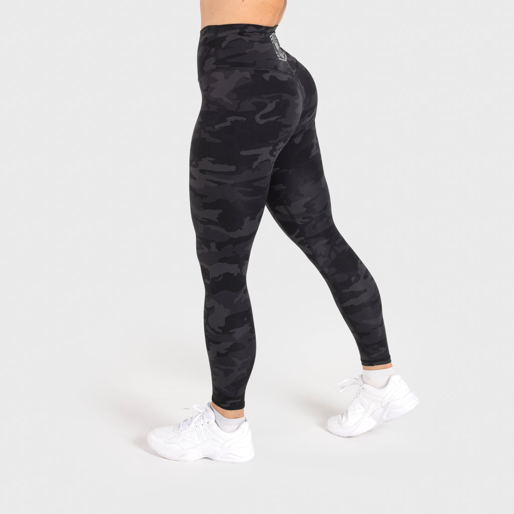 High Waisted Camo Leggings, Black
