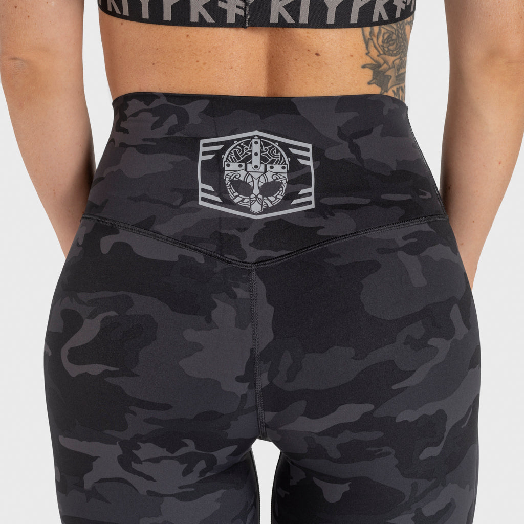 High Waisted Camo Leggings, Black