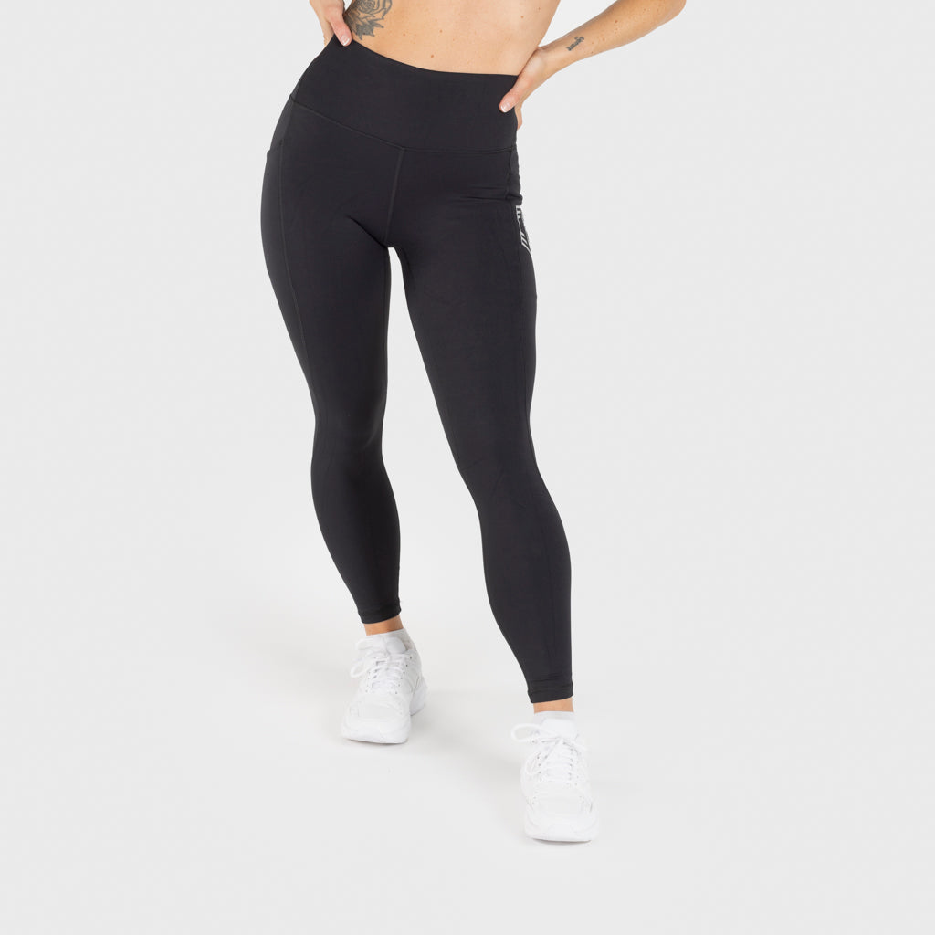 High Waisted Clan Helmet Leggings, Black