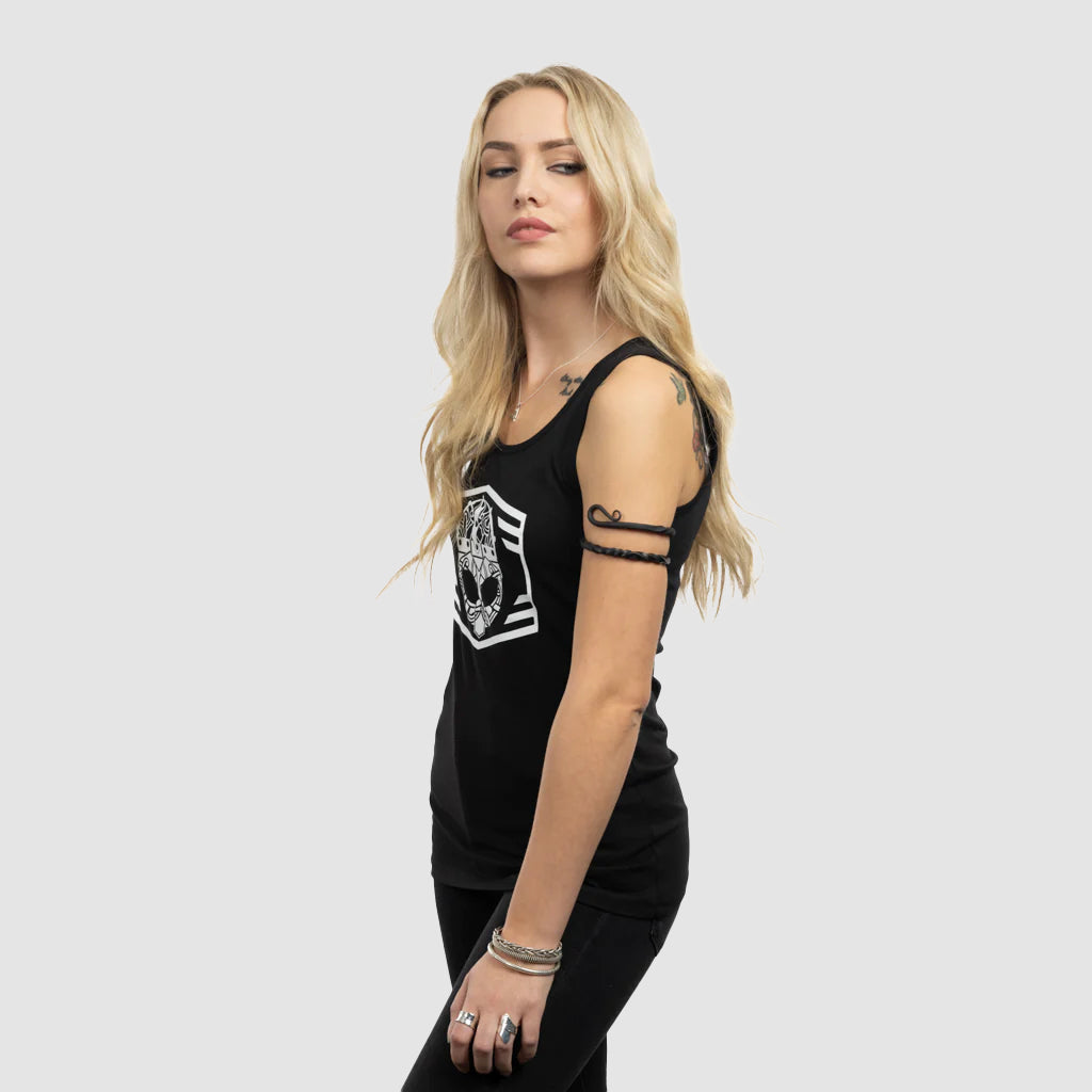 Damen Premium Tank, Clan Helmet, Schwarz