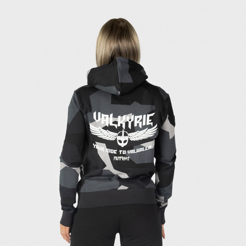 Damen Premium Zoodie, Valkyrie, M90 Grau Camo