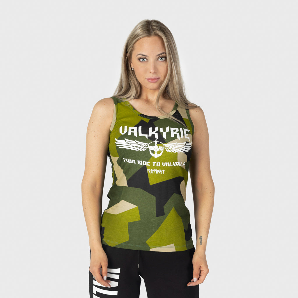 Damen Premium Tank, Valkyrie, M90 Grün Camo